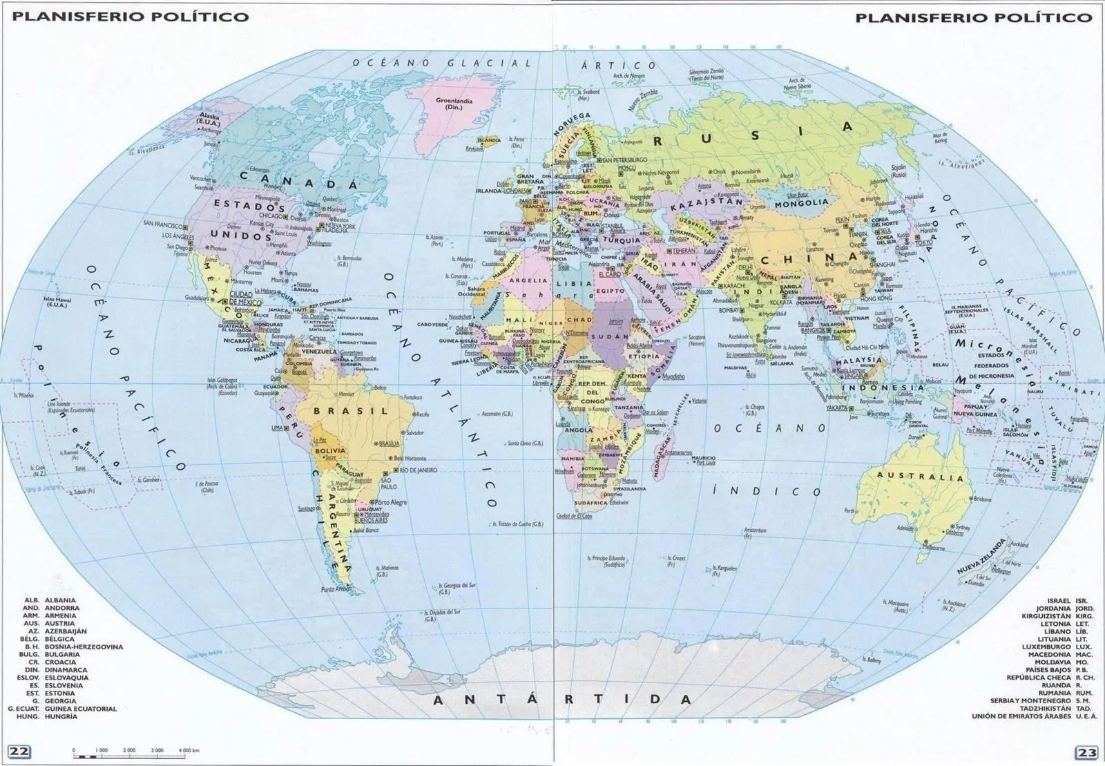 Mapa Mundial Con Nombres De Paises