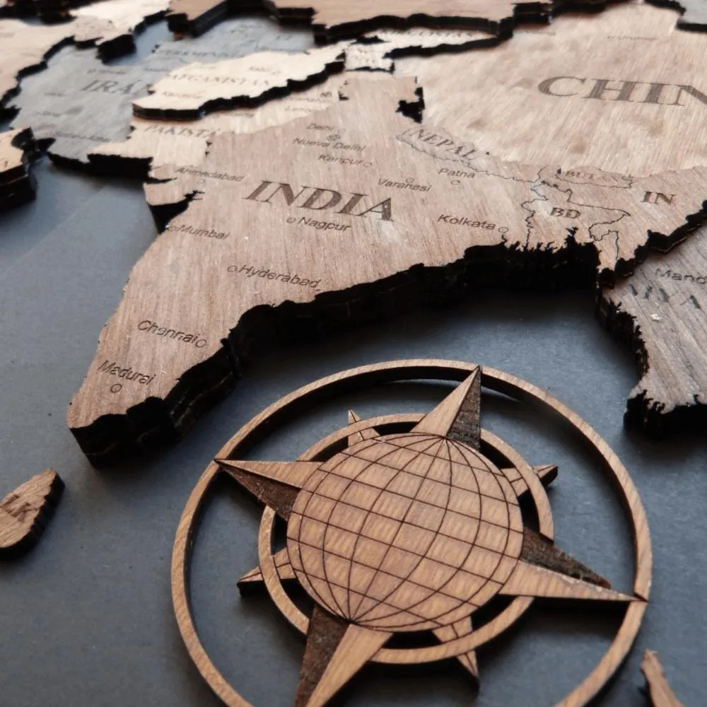 Mapa Del Mundo Mapamundi 3D En Madera 150 Cm X 90 Cm | Éxito - exito.com