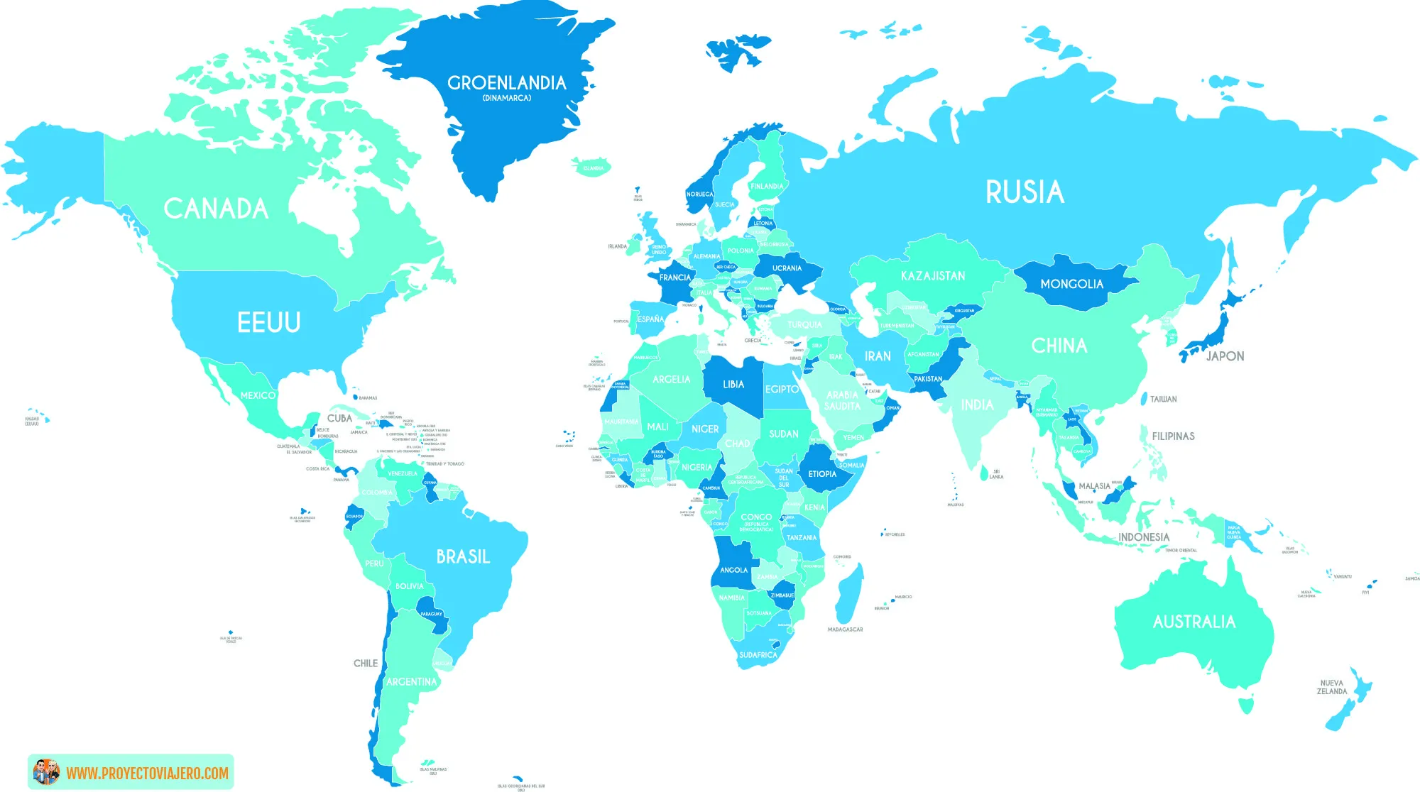 Mapa Del Mundo: Mapamundi Con Nombres Y Planisferio Político [Con  Descargas] - Proyecto Viajero