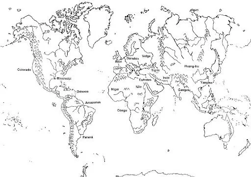 Mapa del mundo con nombres para colorear - Imagui