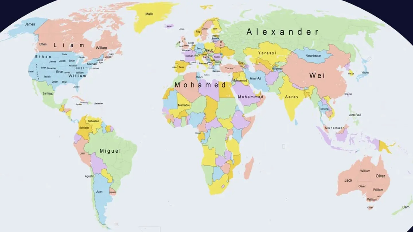 El mapa de los nombres: los más populares, país por país | TN