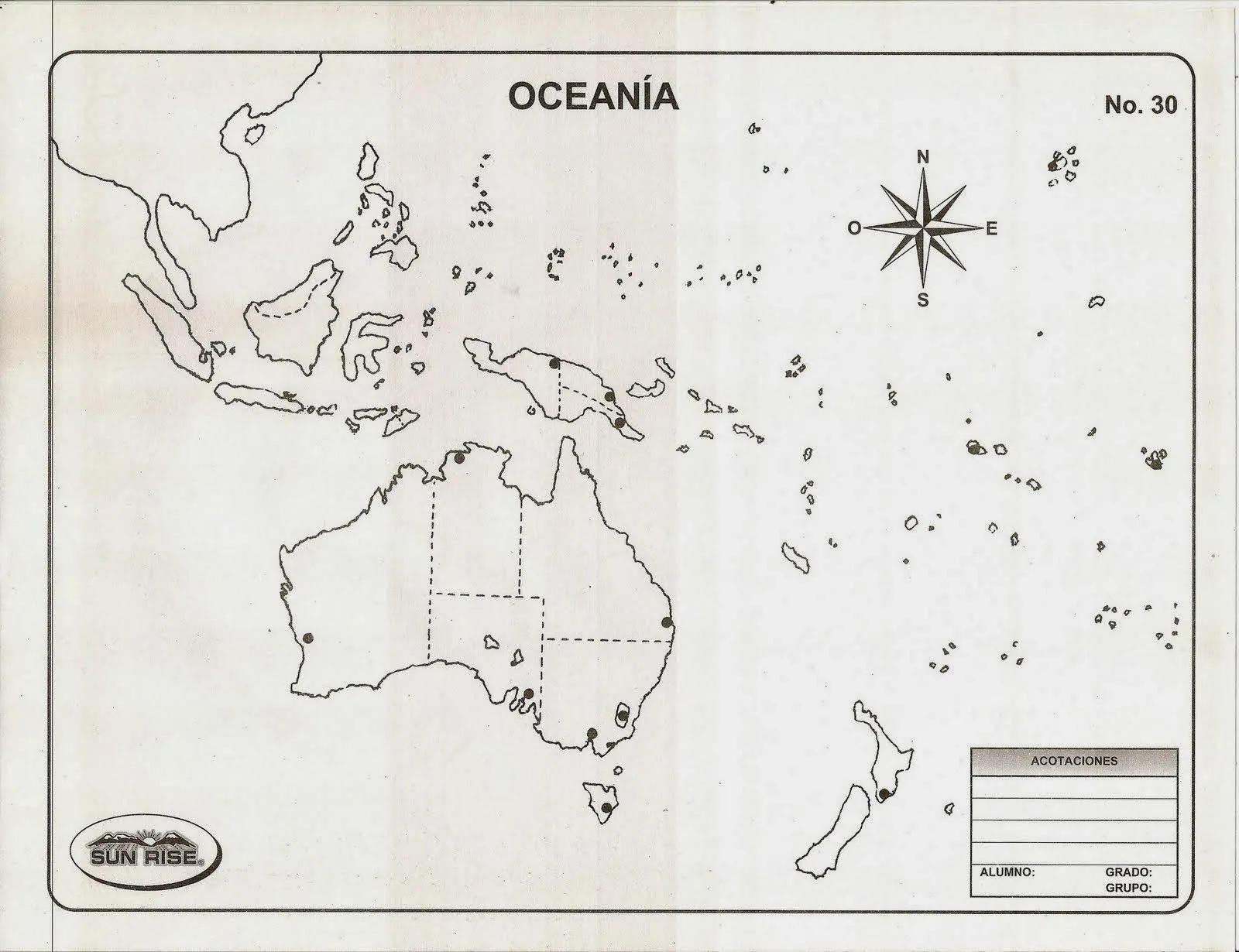 Mapa de oceania sin nombres - Imagui