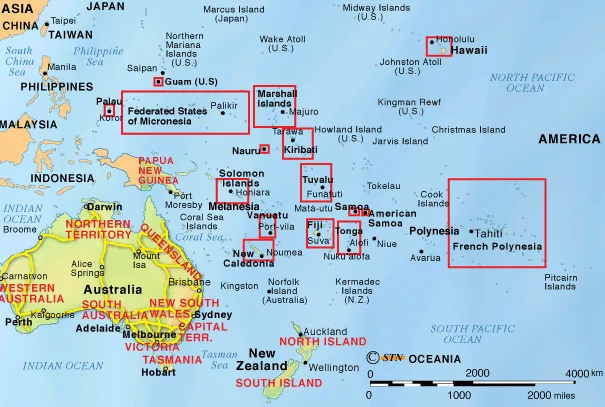 Mapa de oceania con paises y capitales - Imagui