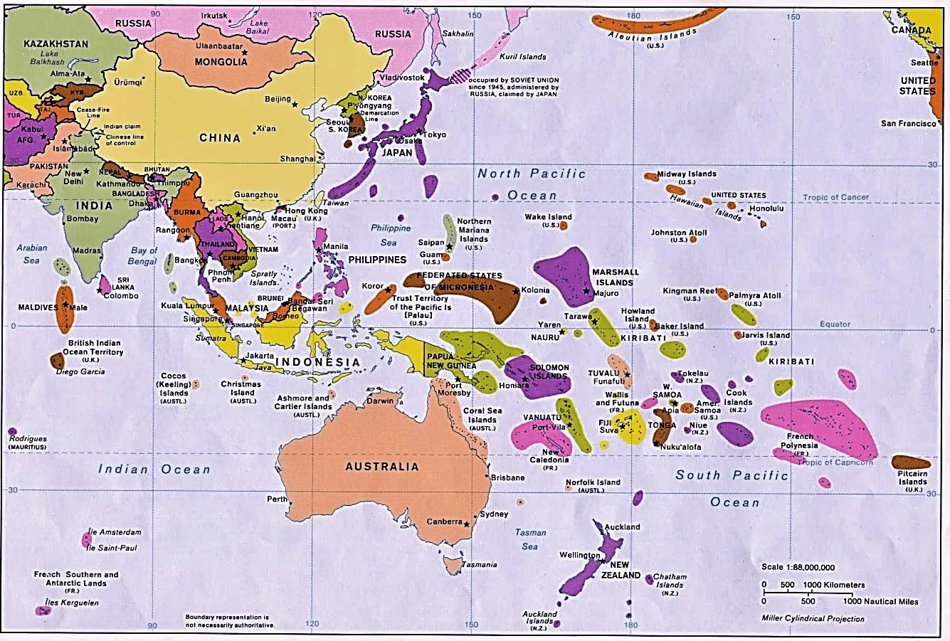 ▷ Mapa de Oceanía | Político | Físico | Mudo | Con Nombres | Mapamundi