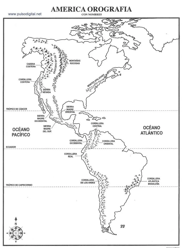 Mapa de la orografía de América con nombres | Pulso Digital