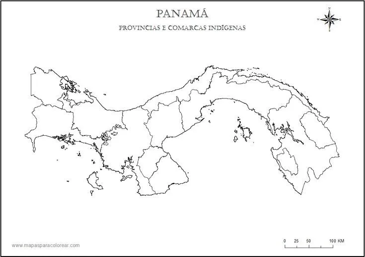 Mapa De Panamá Por Provincias E Comarcas Indígenas Para Colorear ...