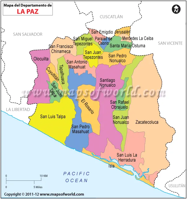 Mapa de La Paz , Departmento de La Paz El Salvador