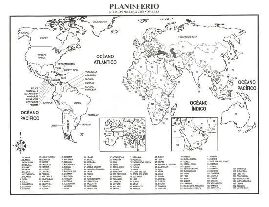 Planisferio politico mudo para imprimir - Imagui