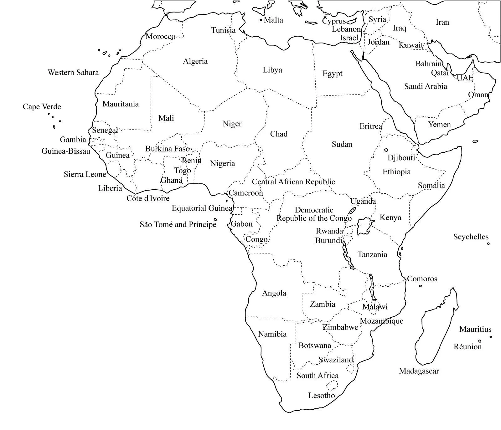 Mapa político de África para imprimir Mapa de países de África ...