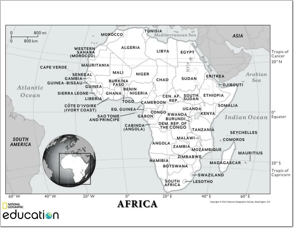 Mapa político de África para imprimir Mapa de países de África ...