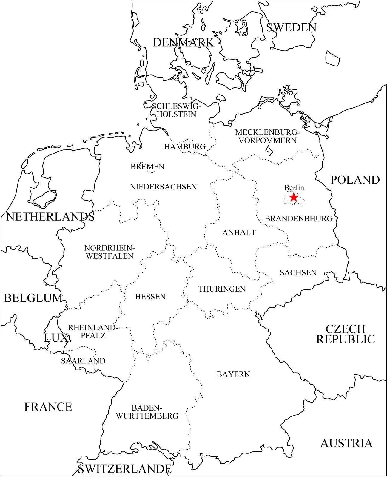 Mapa físico y político de Alemania Mapa de ciudades y ríos de ...