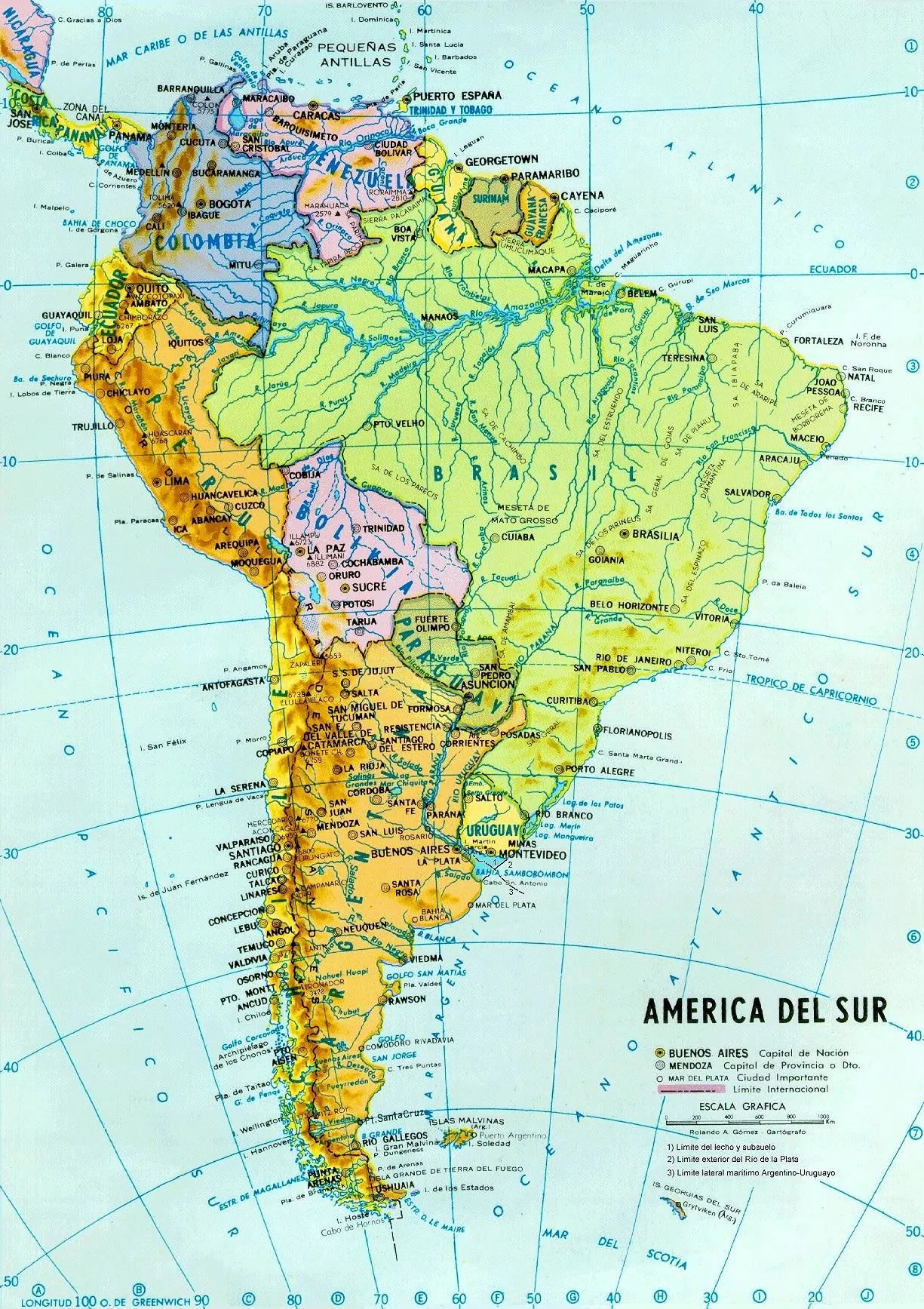 Mapa Político América del Sur – Países y ciudades importantes de ...