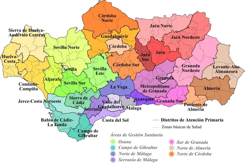 Mapa político Andalucía división provincias. | Mapa-blog