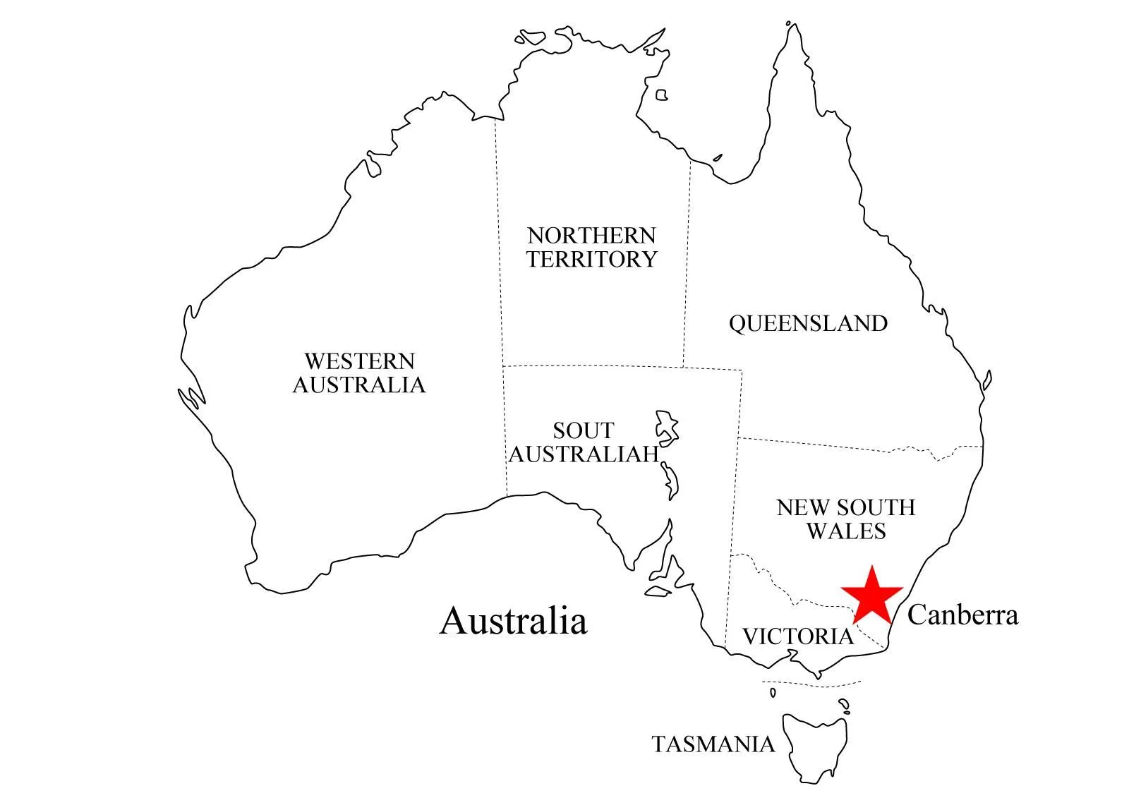 Mapa político mudo de Australia para imprimir Mapa de estados de ...