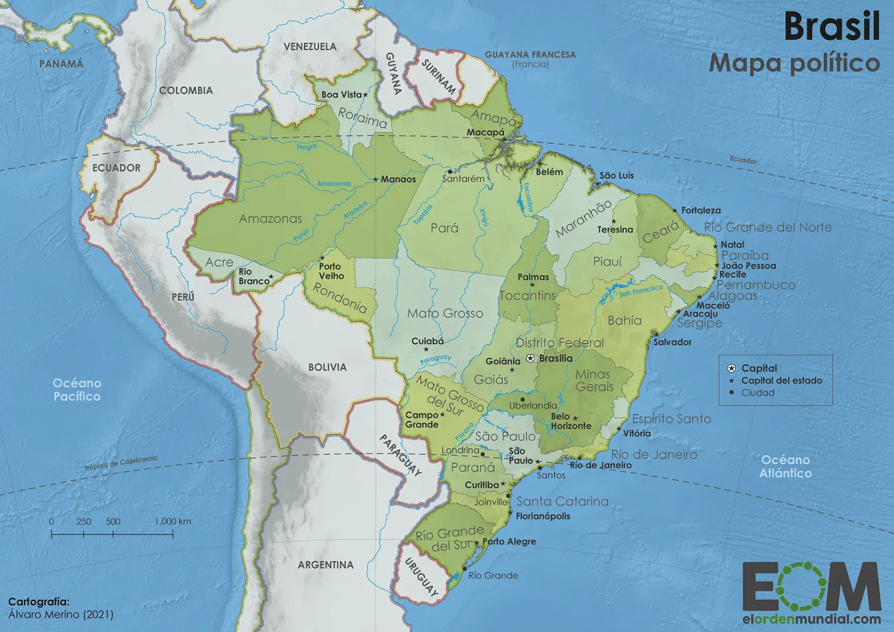 El mapa político de Brasil - Mapas de El Orden Mundial - EOM