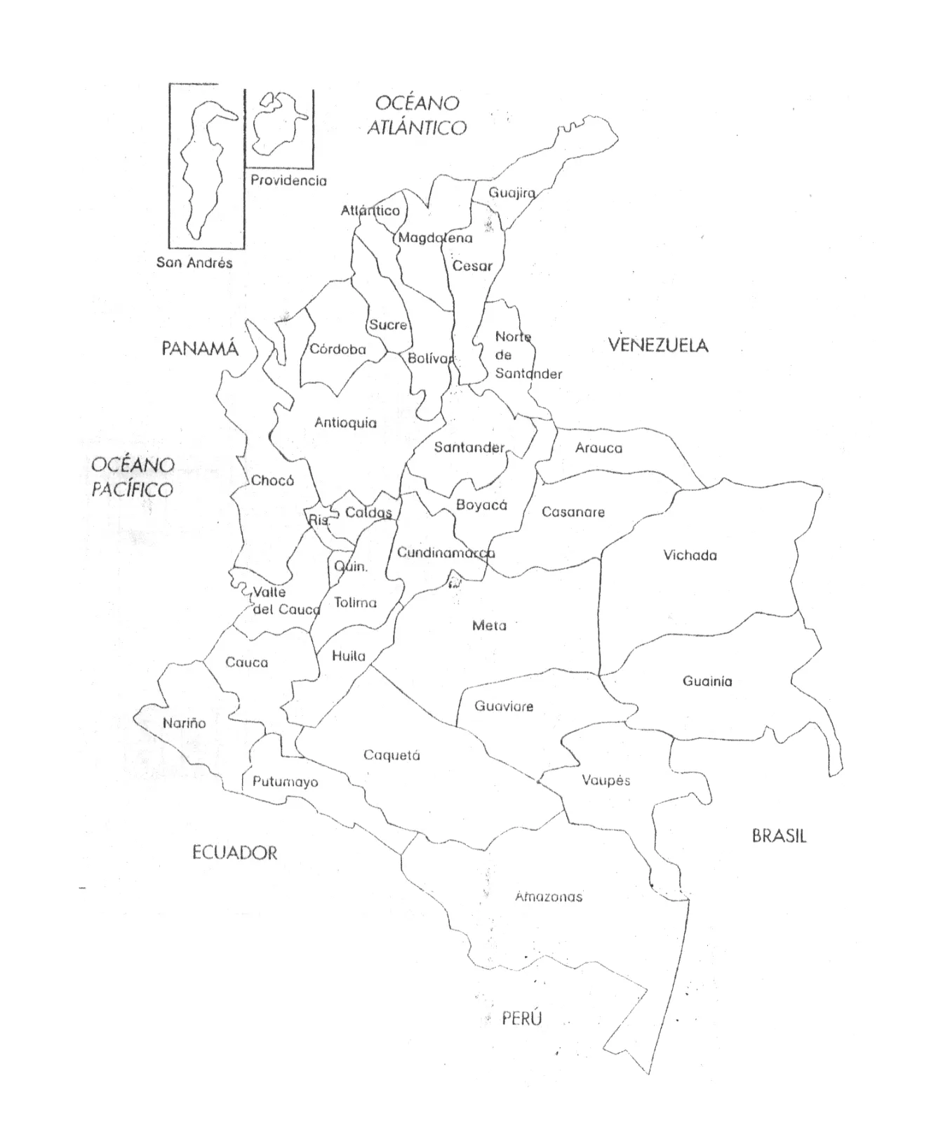 Mapa politico de colombia con sus departamentos y capitales para ...