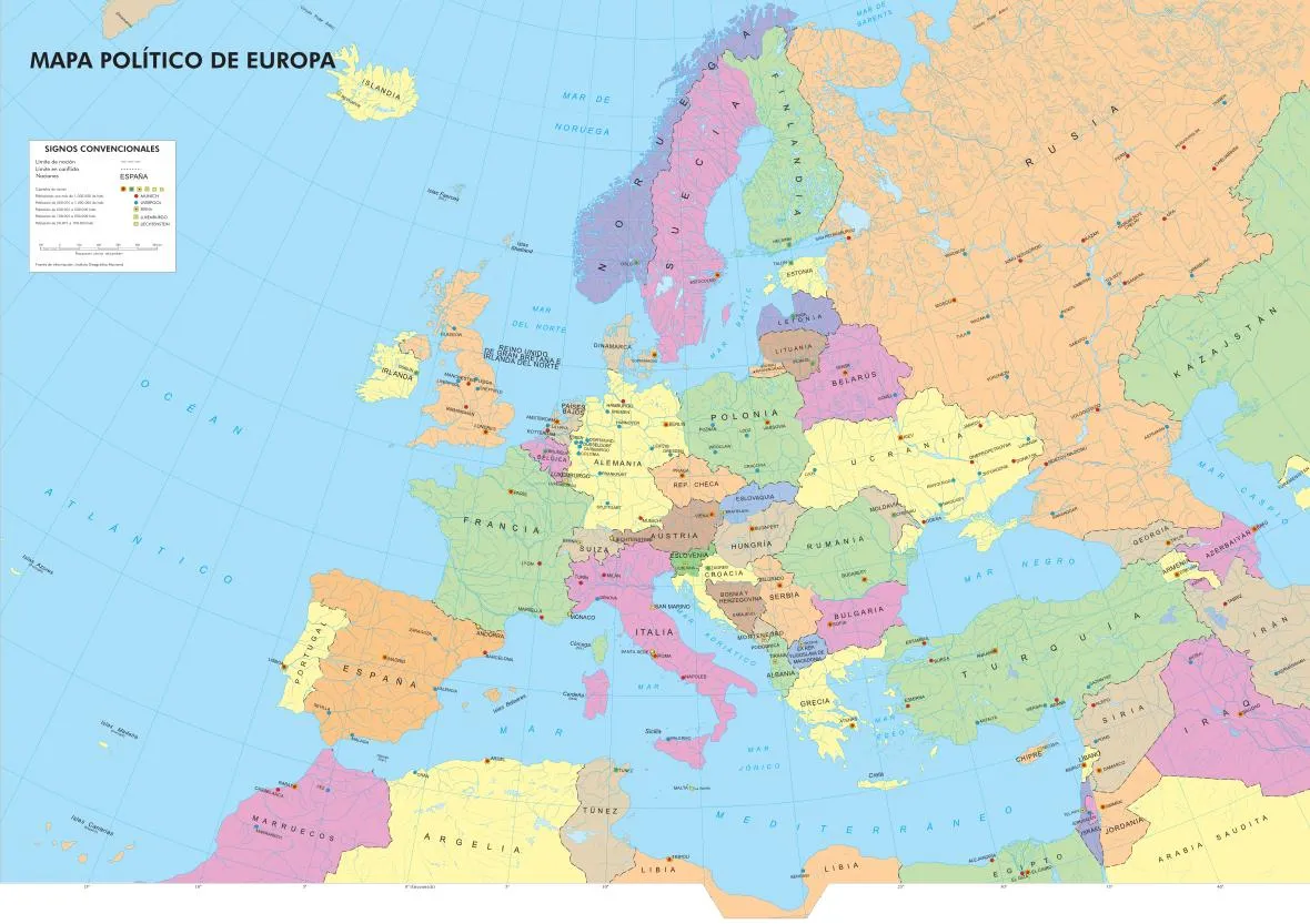 Mapa político de Europa Mapa de países y capitales de Europa. IGN ...