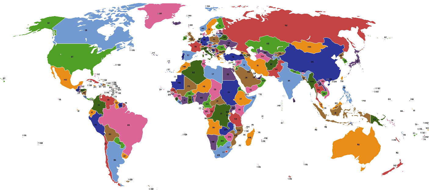 Mapa político ISO del mundo 2009 - Tamaño completo