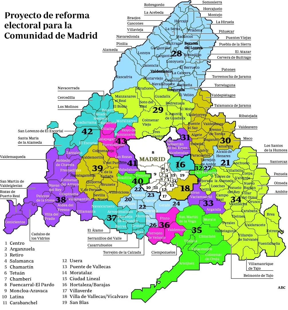 Un mapa con 43 circunscripciones - ABC.es