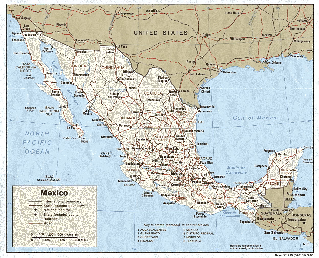 Mapa Político de México 1988 - Tamaño completo