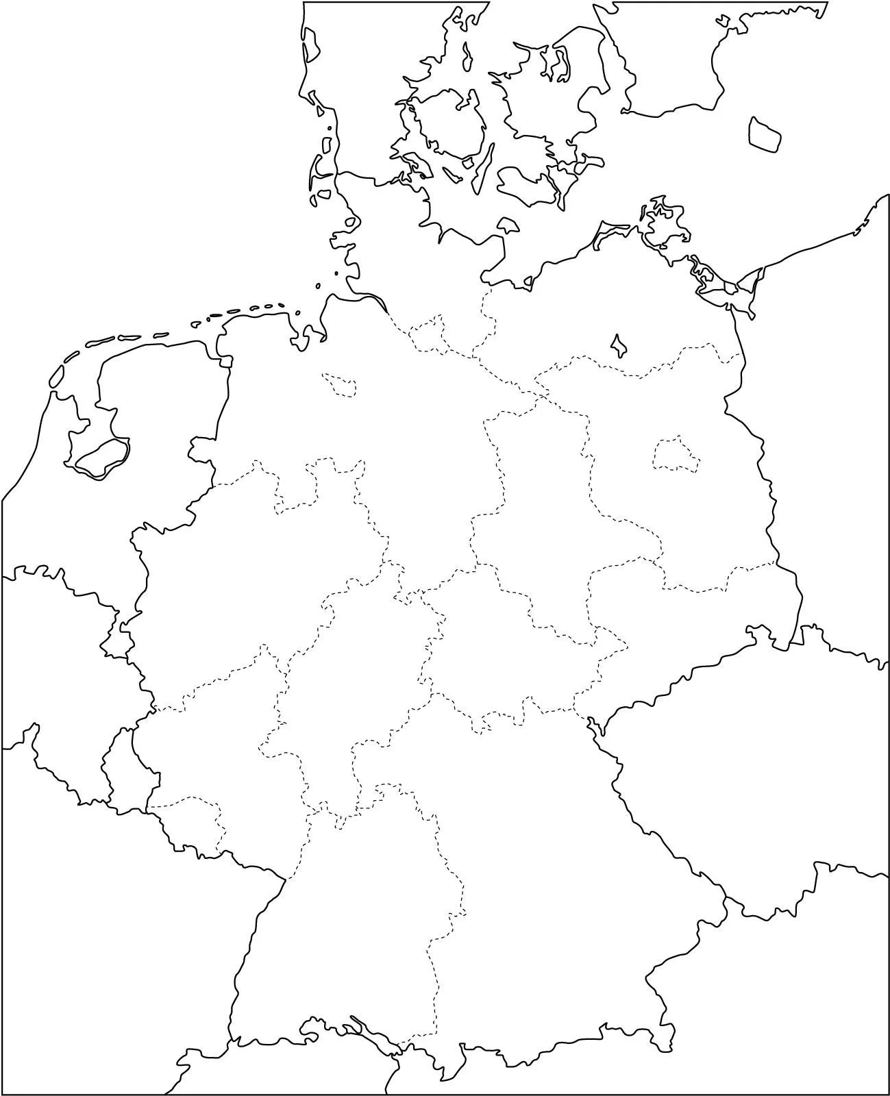 Mapa político mudo de Alemania para imprimir Mapa de estados ...