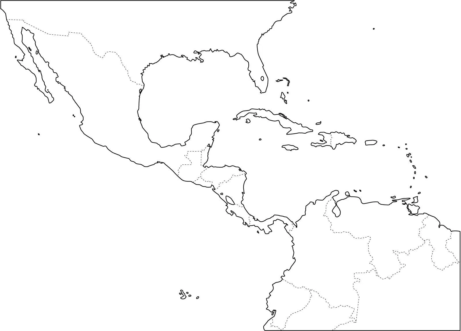 Mapa político mudo de América Central para imprimir Mapa de países ...