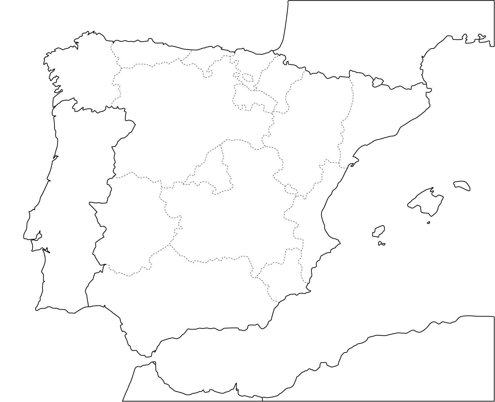 Mapa político mudo de España para imprimir Mapa de comunidades ...