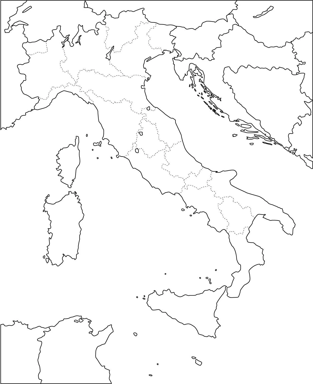 Mapa político mudo de Italia para imprimir Mapa de regiones de ...