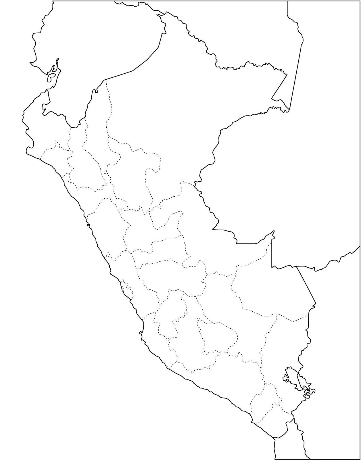 Mapa político mudo de Perú para imprimir Mapa de departamentos de ...