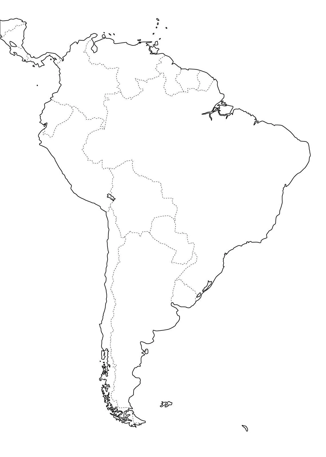 Mapa político mudo de Sudamérica para imprimir Mapa de países de ...