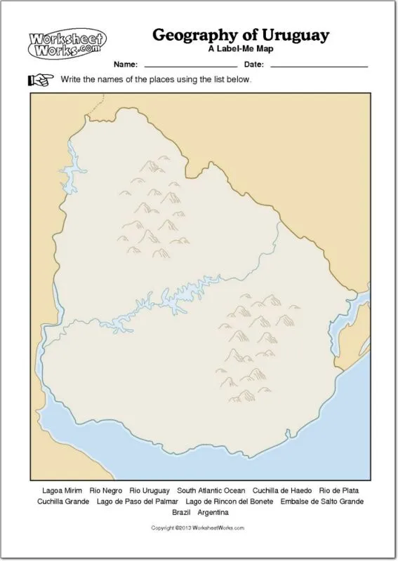 Mapa político mudo de Uruguay para imprimir Mapa de departamentos ...