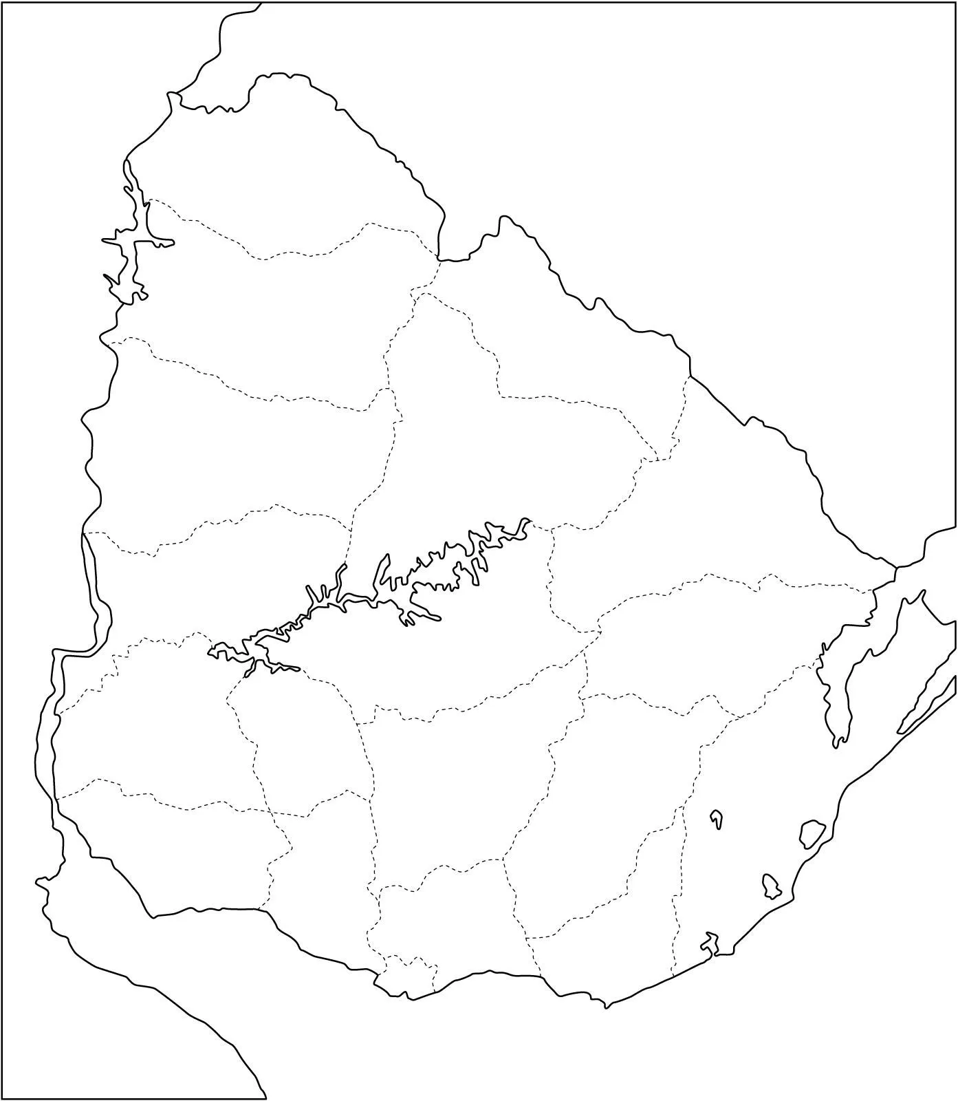 Mapa político mudo de Uruguay para imprimir Mapa de departamentos ...