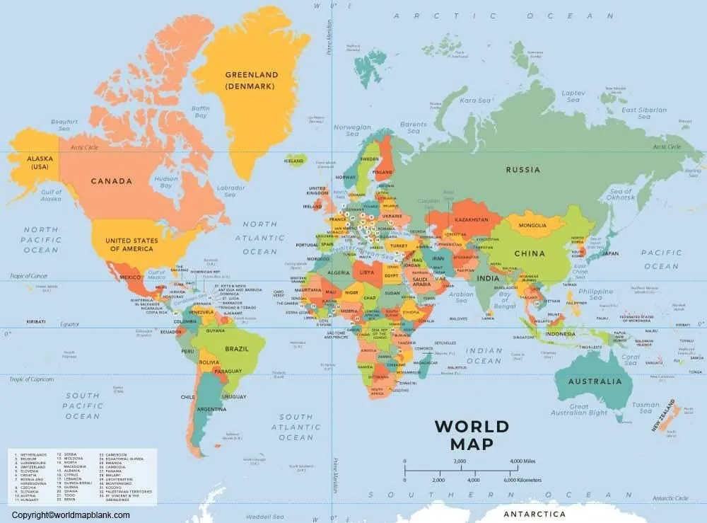 Mapa político del mundo con los nombres de los países [PDF]