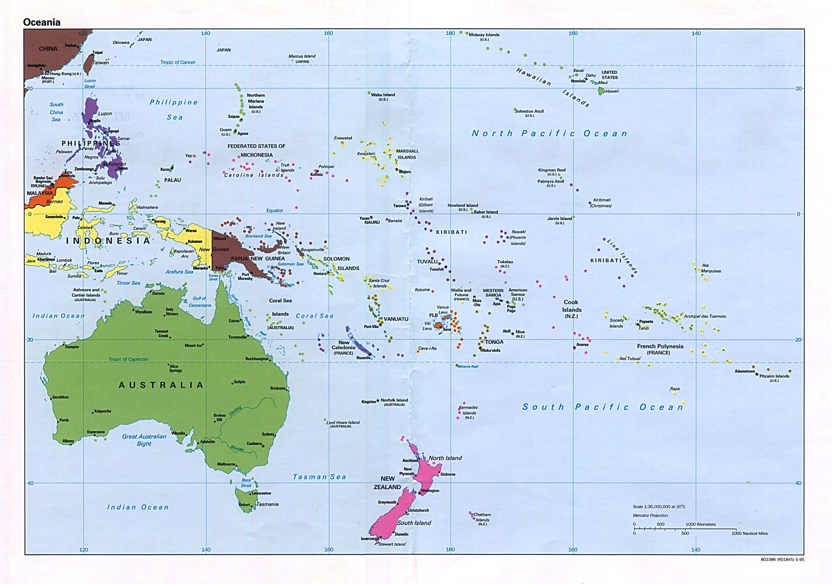 Mapa Politico de Oceanía 1995 - Tamaño completo