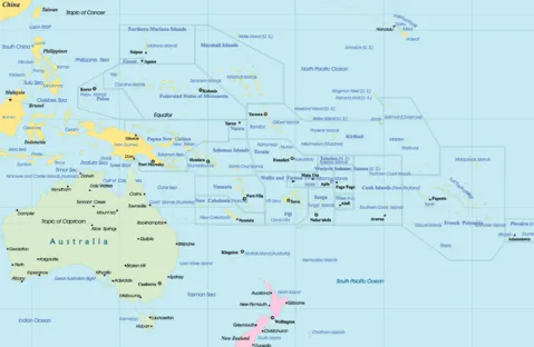 Mapa Politico de Oceanía - Oceanía