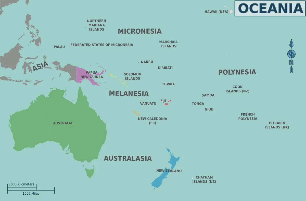 Mapa Politico de Oceanía - Tamaño completo