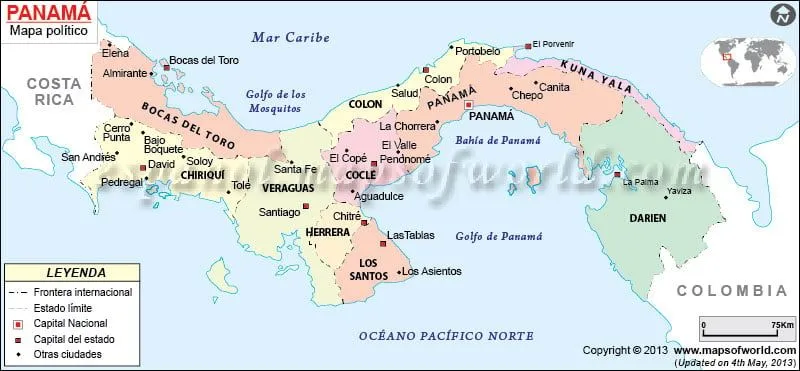 Mapa Politico de Panama | Panama Mapa