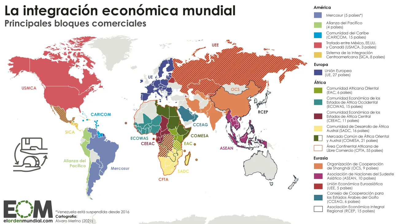 El mapa de los principales bloques comerciales del mundo - Mapas de El  Orden Mundial - EOM