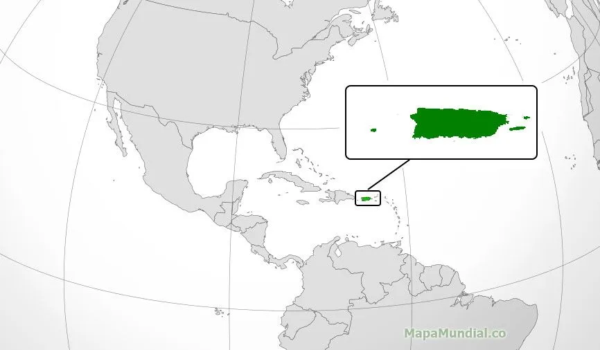 Mapa de Puerto Rico﻿, donde está, queda, país, encuentra, localización,  situación, ubicación, capital, mapamundi,﻿ ciudad, turismo, cual es,  político, físico, mudo, planisferio | Mapamundial.co