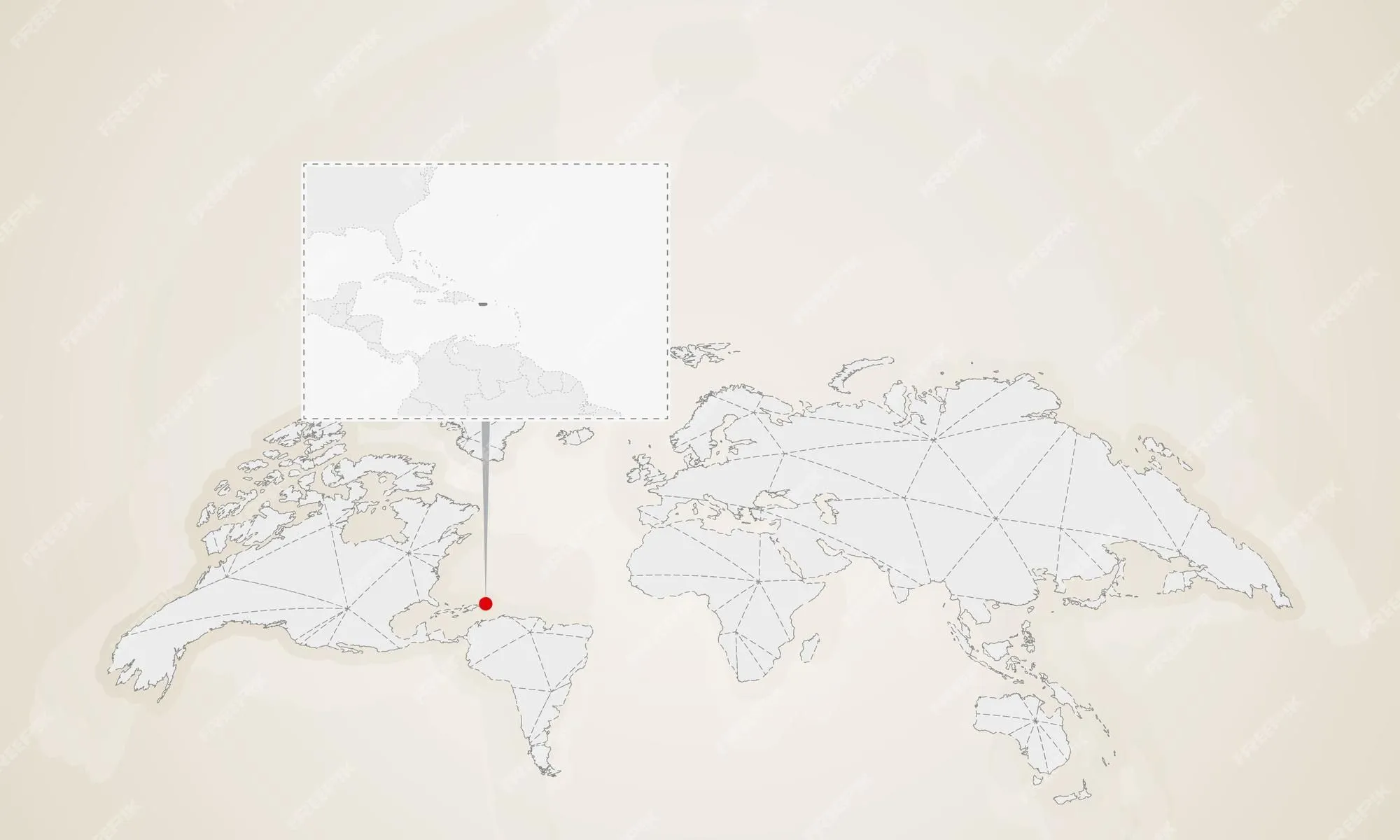 Mapa de puerto rico con países vecinos fijados en el mapa mundial | Vector  Premium