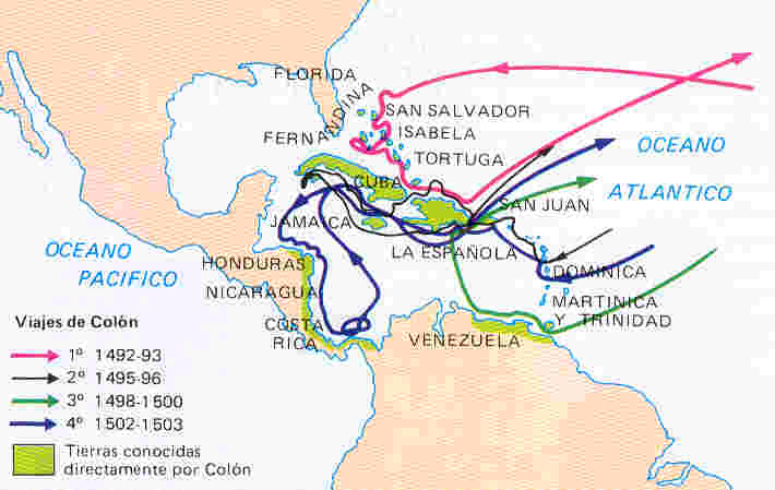 Mapa de recorrido de cristobal colon - Imagui