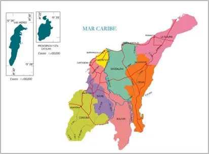 El mapa de la region pacifica con sus departamentos y capitales ...