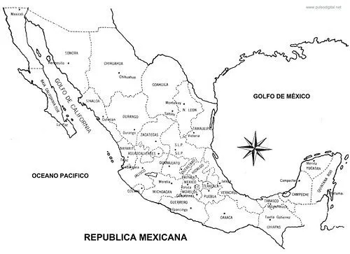 Mapa de la Republica Mexicana (Con nombres y división política ...