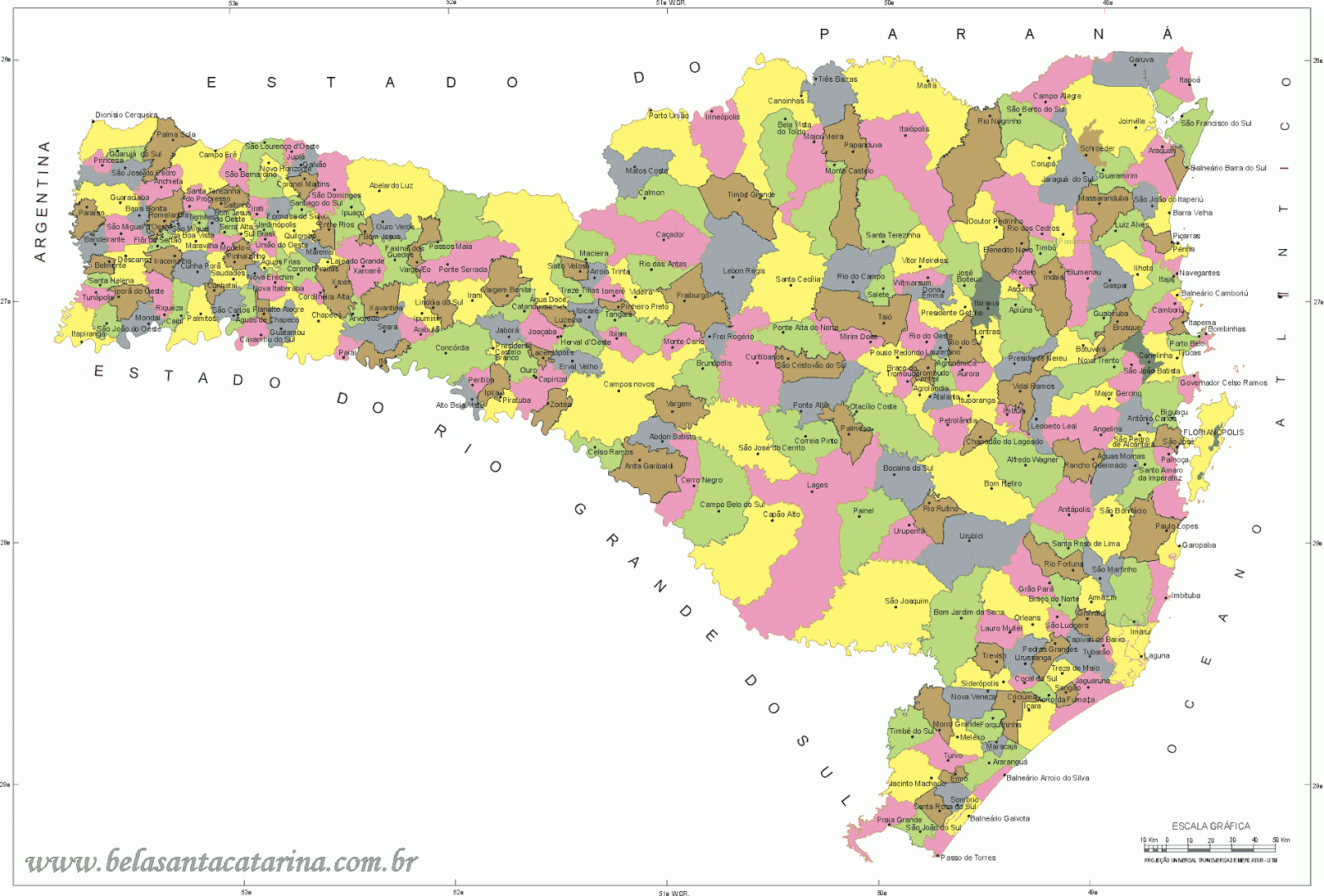 MAPA DE SANTA CATARINA PARA IMPRIMIR | coisas pra ver