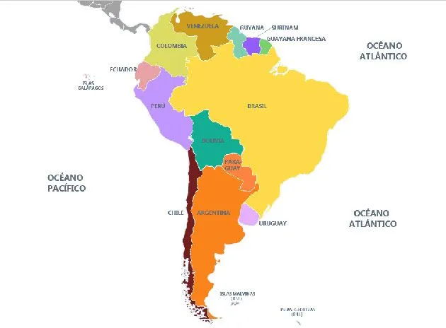 Mapa de Sudamérica con nombres - MapadeAmérica.net