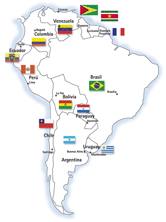 Mapas de sudamerica con nombres - Imagui