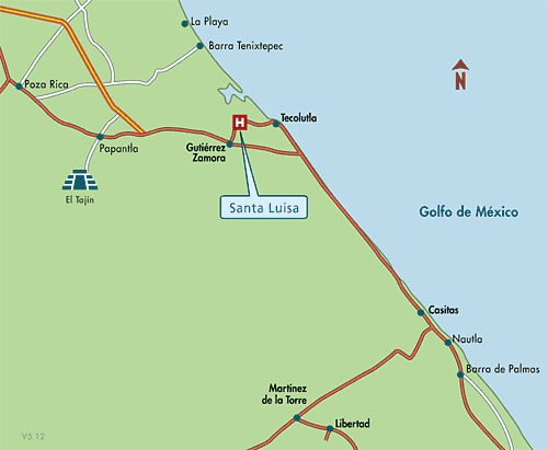 Mapa de Ubicacion Hotel Santa Luisa, Tecolutla Mexico