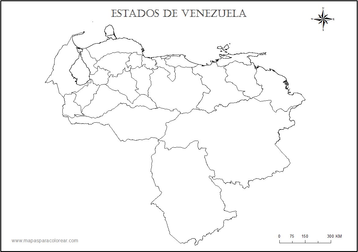 Mapa de Venezuela para colorear sin nombres