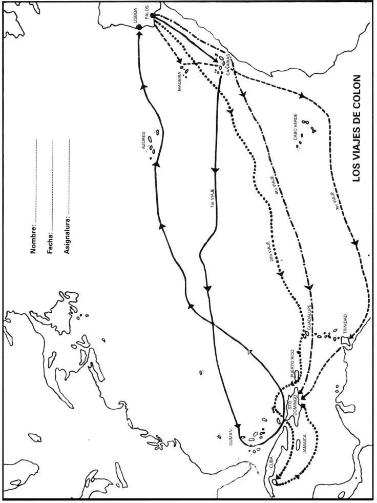 Mapa de los Viajes de Colón – ParaImprimirGratis.com