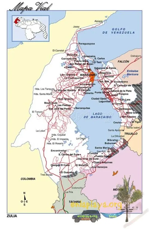 Mapa vial del Estado Zulia